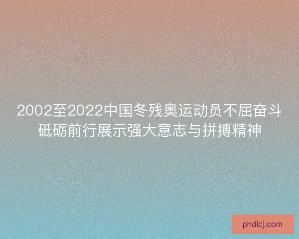2002至2022中国冬残奥运动员不屈奋斗砥砺前行展示强大意志与拼搏精神
