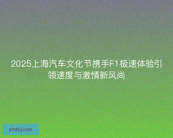 2025上海汽车文化节携手F1极速体验引领速度与激情新风尚